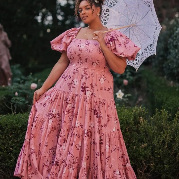 JessaKae Pink Luna Tiered Maxi Dress Size XL - Picture 3 of 3